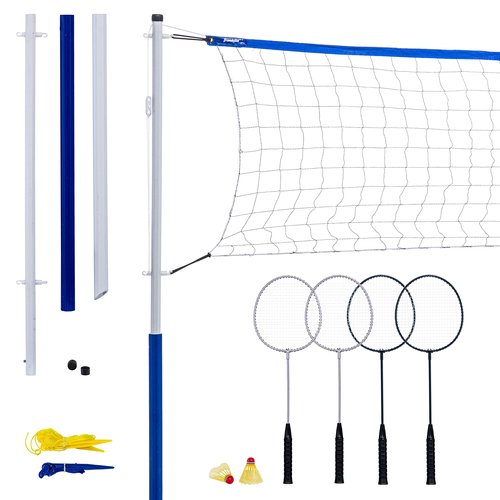 Franklin Sports Badminton Set - Complete Badminton Set with Net, Rackets + Birdies - Kids + Adults Outdoor Game Set - Portable Badminton Set - 4 Players