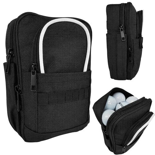 Golf Valuables Pouch & Golf Ball Carrier Bag with 3 Zipper Pockets, Holds 20–25 Balls for Tees & Accessories (Men & Women)