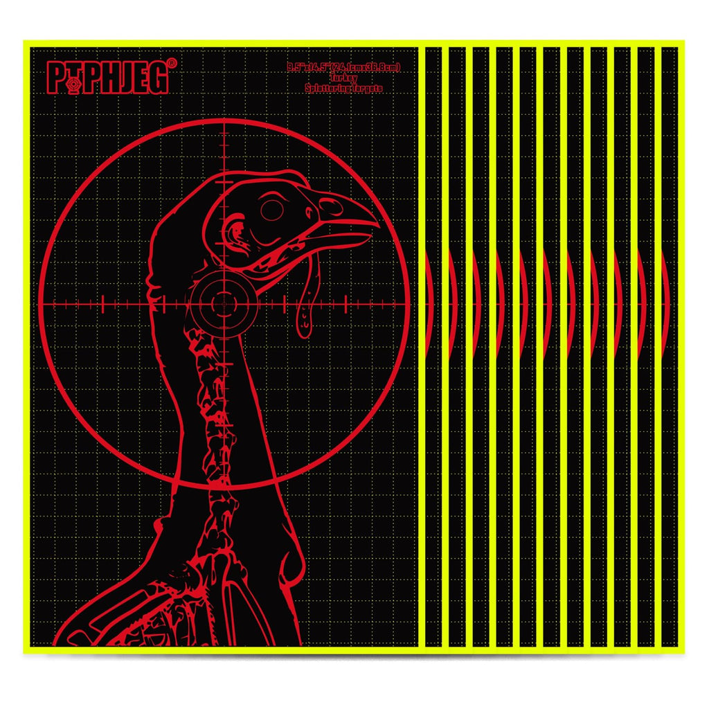 PTPHJEG Fluorescent Splatter Turkey Targets - Highly Visible Shotgun Target Sticker for Practice, 9.5×14.5"(25pcs)
