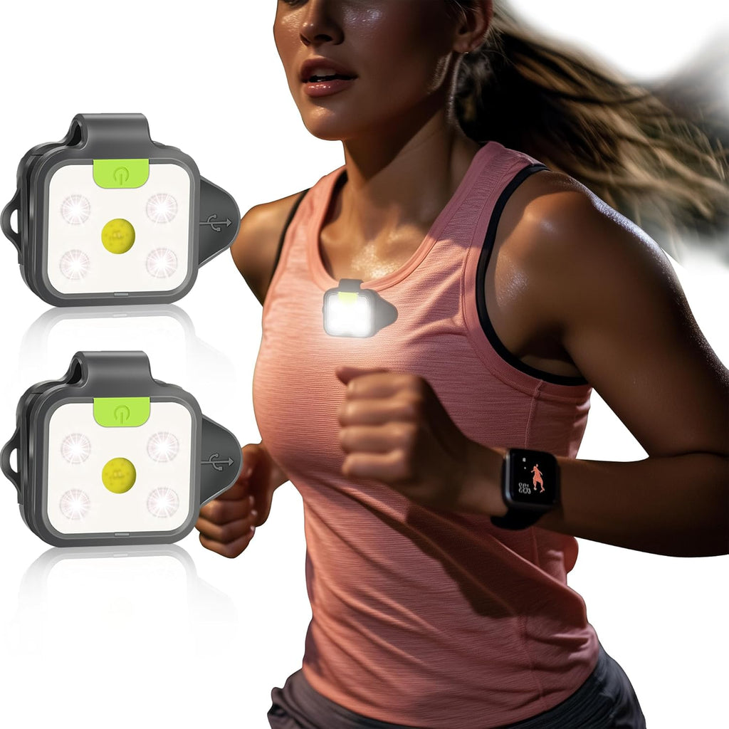 Skiennix LED Running Lights - Rechargeable 2-Pack for Night Safety | Ideal for Camping & Hiking