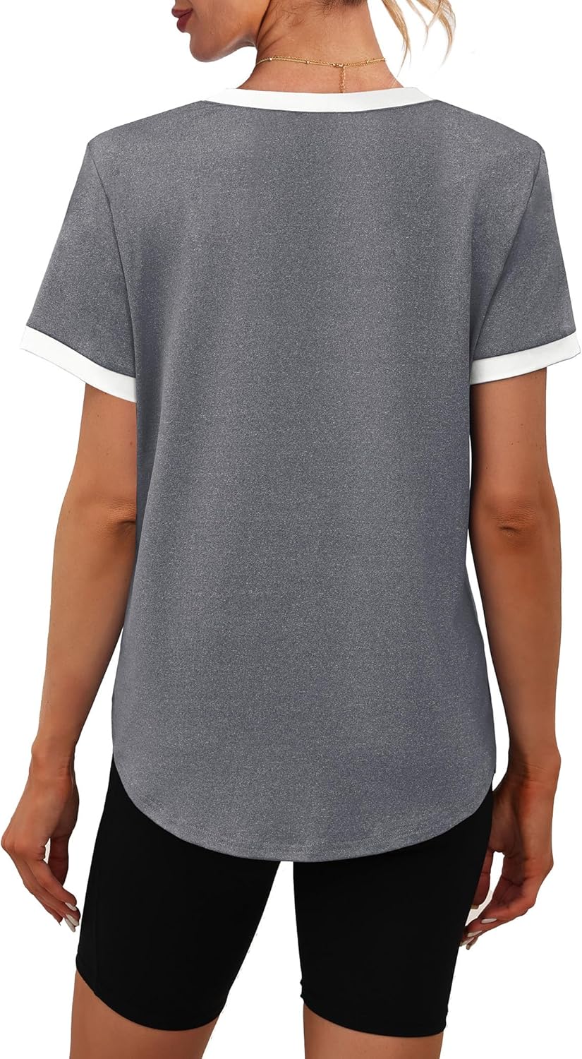 Skiennix Women's Workout Tops - Summer Short Sleeve Athletic Shirts with UPF 50+ Sun Protection