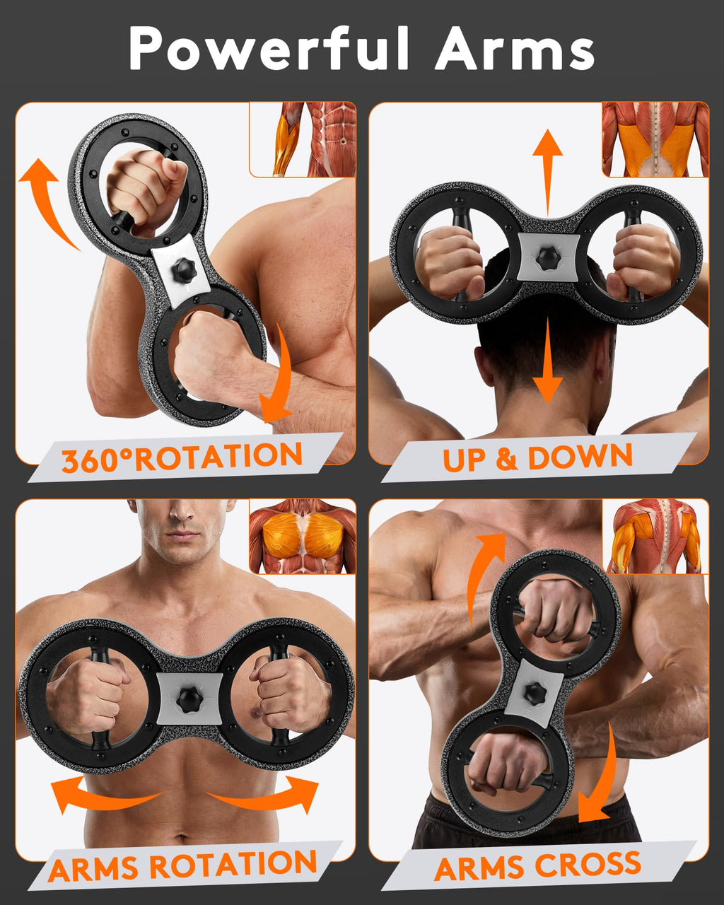 VividPulse 360° Spinning Burn Machine for Arm & Shoulder Workout, Adjustable Resistance Rotator with Gloves, Home Gym Strength Training Equipment for Men and Women