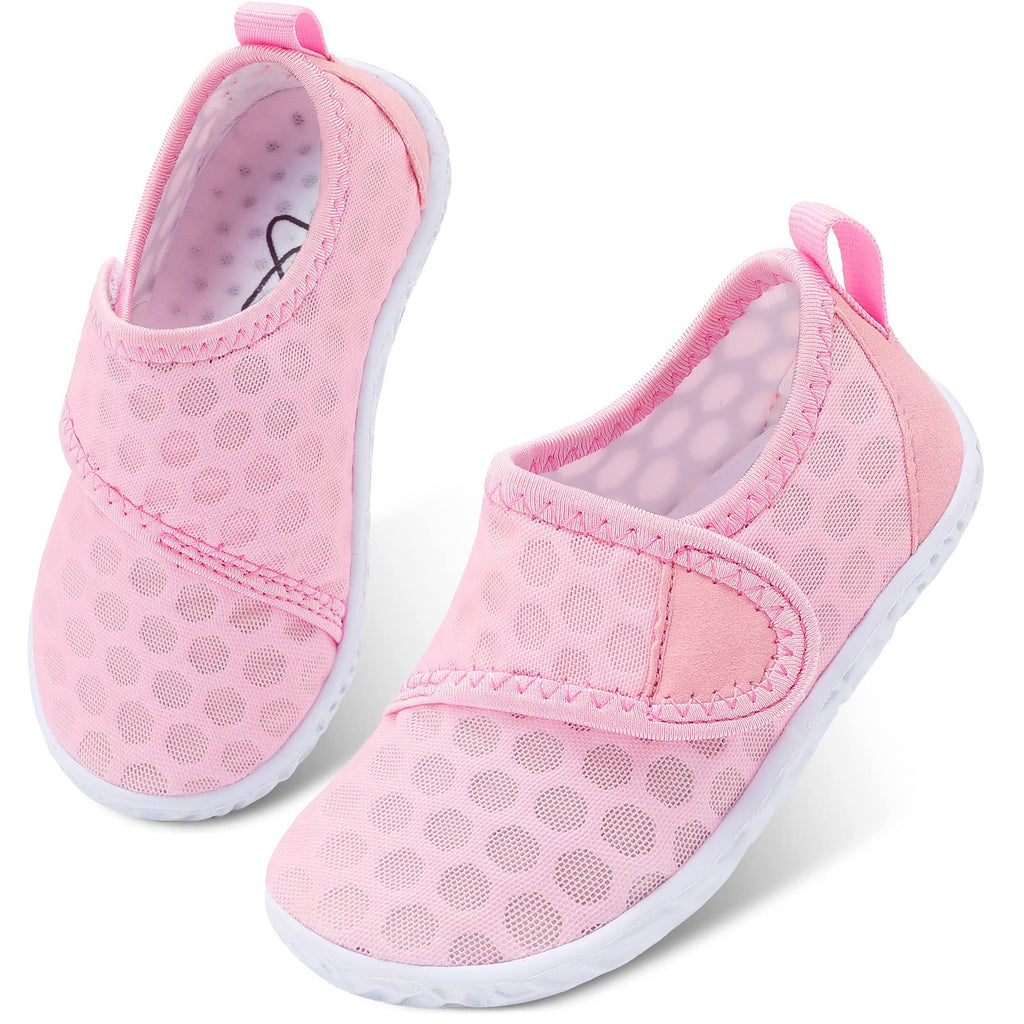 LeIsfIt Toddler Water Shoes Boys Girls Barefoot Aqua Socks Kids Breathable Quick-Dry Swim Shoes for Beach Pool Surf, Pink, 7 Toddler
