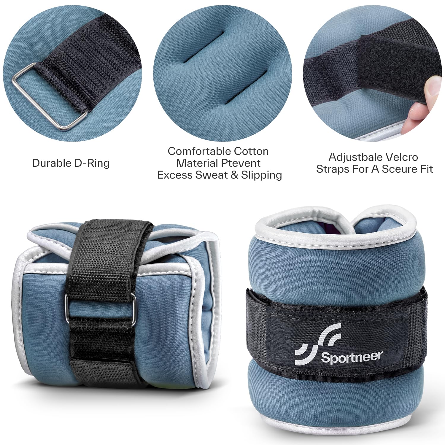 Sportneer Ankle Weights Wrist Weights -0.5 1 2 3 4 5 Lbs Pair for Men Women Kids Strength Training Wrist and Ankle Weights Set Comfortable and Soft Perfect for Dancing Running Walking Fitness Workout