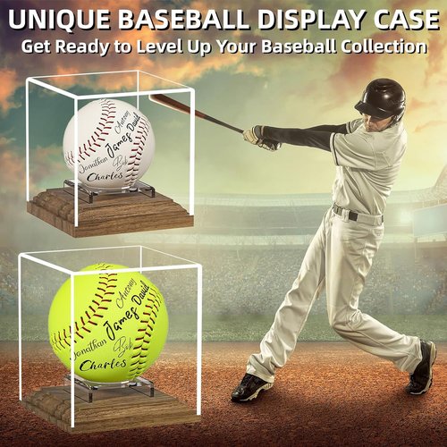 Baseball Display Case by [Brand Name] - Walnut Wood Base with Acrylic Cover | Autograph Ball Protector