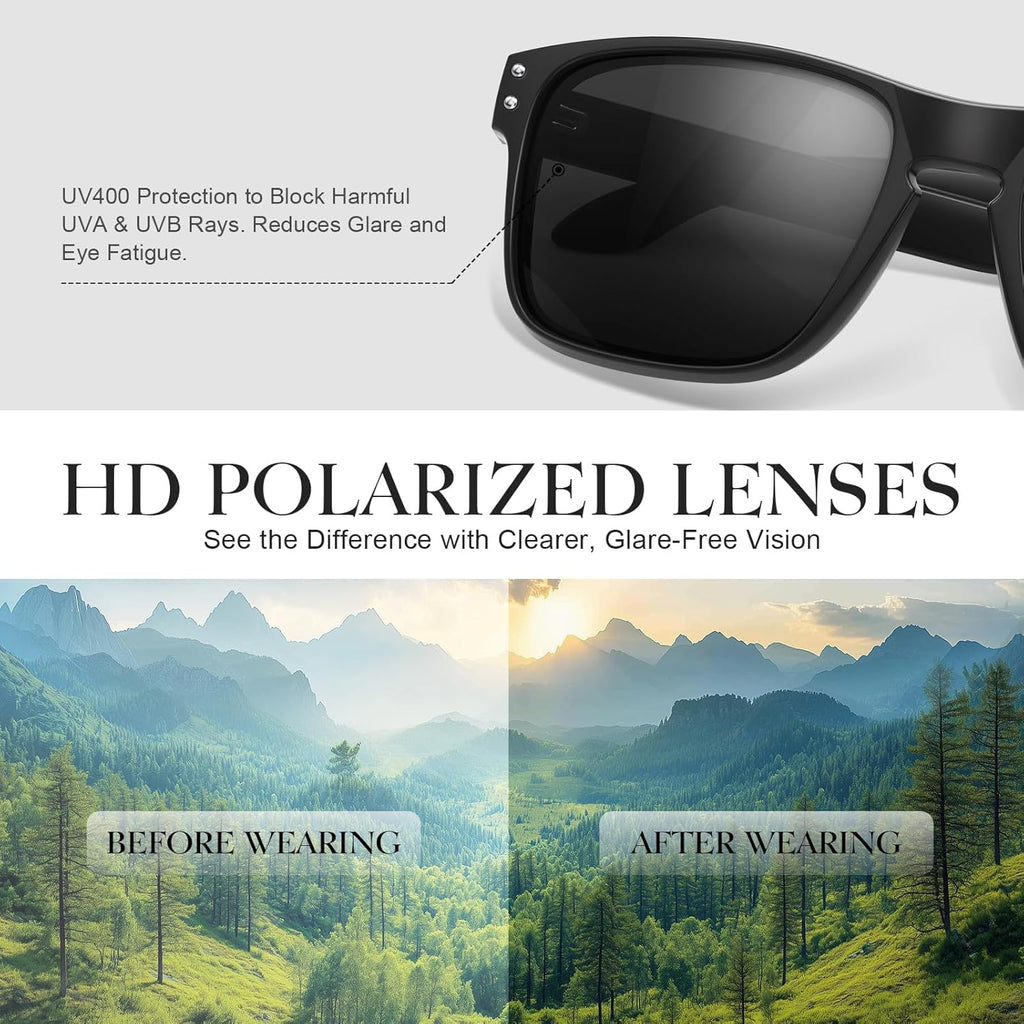 Polarized Sunglasses | Classic Sport Shades for Men & Women - UV400 Protection for Driving & Outdoor Activities