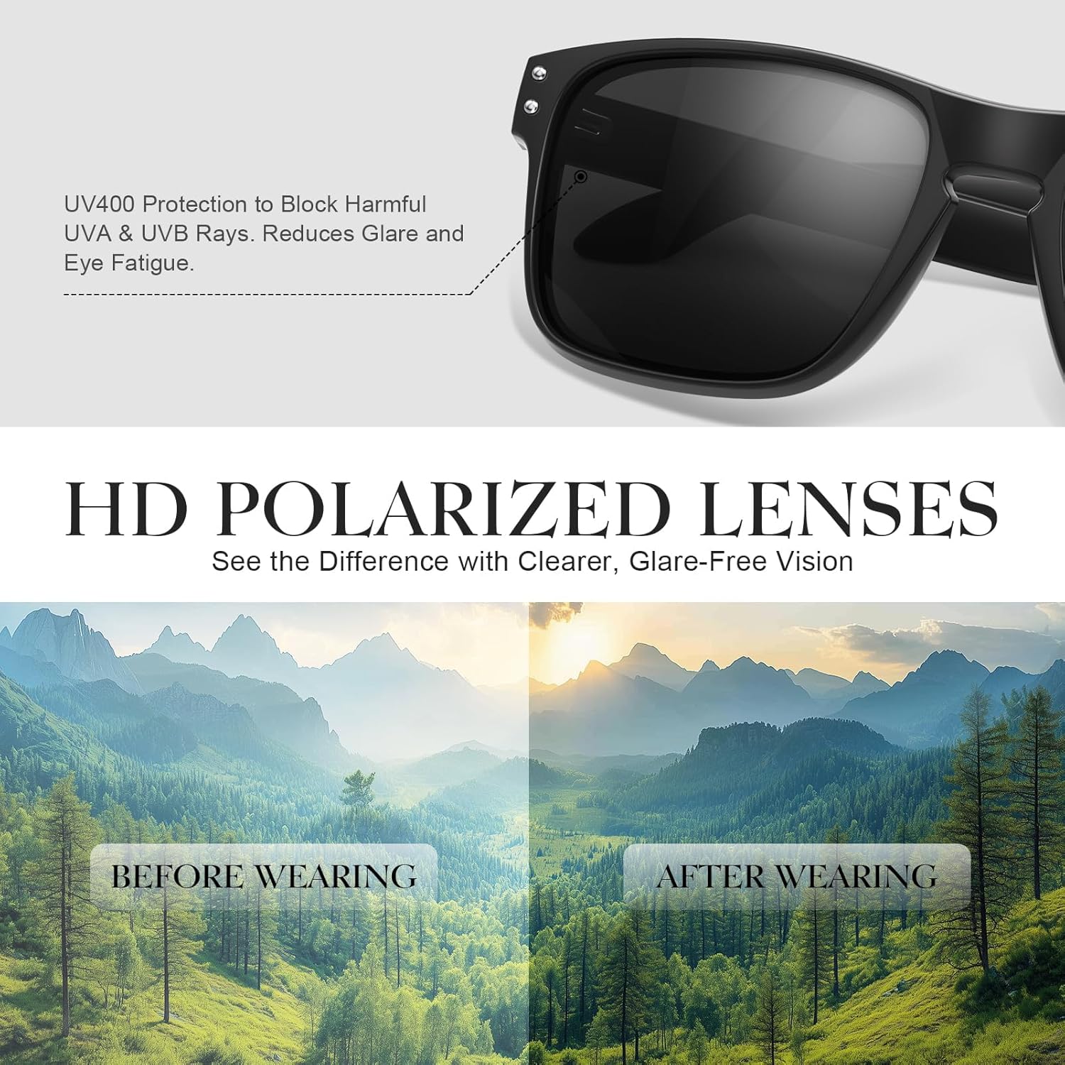Polarized Sunglasses | Classic Sport Shades for Men & Women - UV400 Protection for Driving & Outdoor Activities