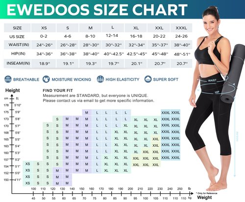 Ewedoos Capri Leggings for Women High Waisted Yoga Pants with Pockets for Women Tummy Control Workout Leggings Yoga Capris