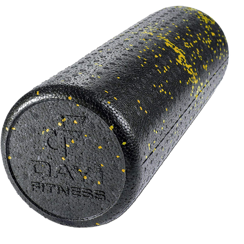 Day 1 Fitness High Density Muscle Foam Rollers - Sports Massage Rollers for Stretching, Physical Therapy, Deep Tissue, Myofascial Release - Ideal for Exercise and Pain Relief - Speckled Yellow, 18”