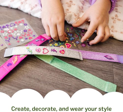 Melissa & Doug Design-Your-Own Bracelets - 100+ Sparkle Gems & Glitter Stickers | Kids Jewelry Craft for Ages 4+