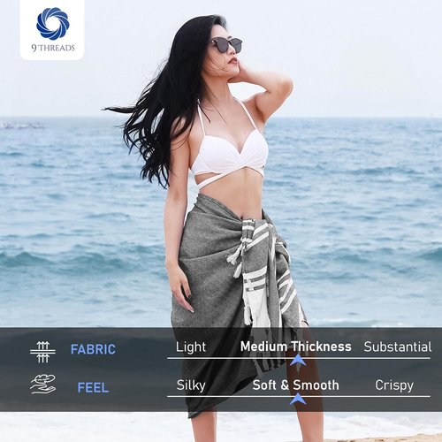 Cotton Turkish Beach Towel with Towels Oversized 36"x72" Pool Absorbent Extra Large Quick Dry Sand Travel Towel (Grey, 4 Pack)
