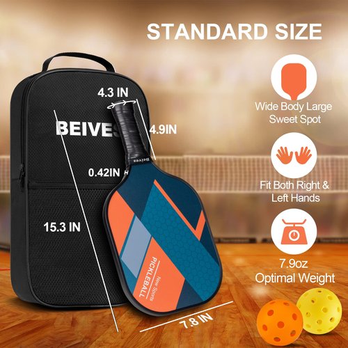 BEIVES Pickleball Paddles, USAPA Fiberglass Pickleball Paddles Set of 4, Pickleball Set with 4 Pickleball Rackets, Including 4 Pickleballs & 1 Carry Bag, Pickle Ball Paddles Set for Men, Women