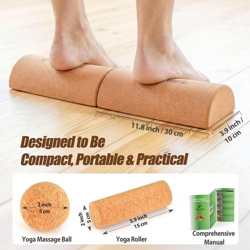 Professional Foot & Ankle Balance Training System – Cork Balance Board with Adjustable Wooden Bars for Stability, Rehab & Performance