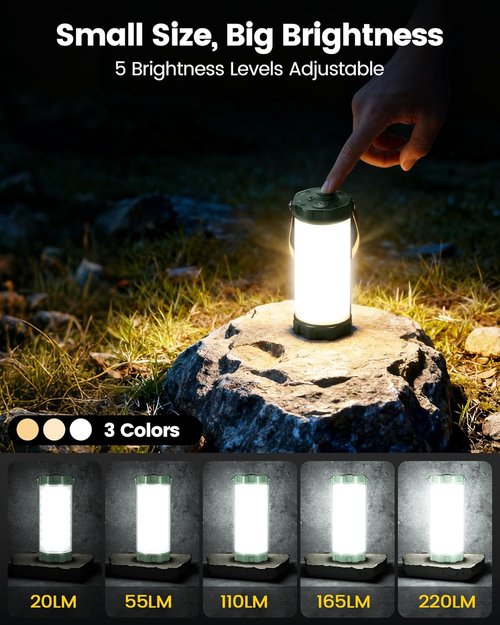 Glocusent LED Camping Lantern - 5000mAh Rechargeable, 80Hrs Battery Life, 1200LM Brightness | IP68 Waterproof