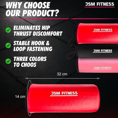 Hip Thrust Barbell Pad - Extra Thick Cushion for Glute Exercises | Ideal for Gym Workouts (Red)