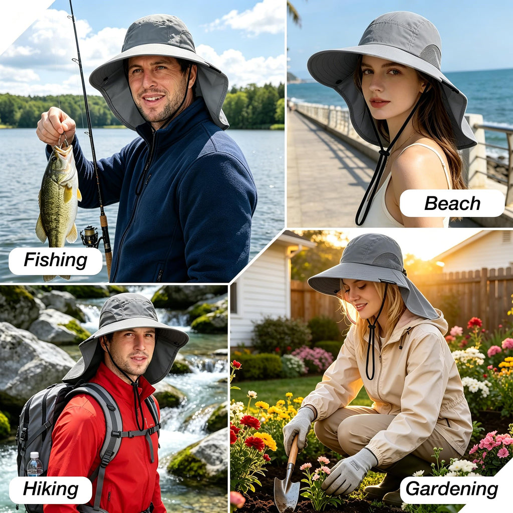 Solaris Sun Hat with Neck Flap, UPF 50 Sun Protection Lightweight Sun Cap for Men Women, Wide Brim Hat for Fishing Hiking