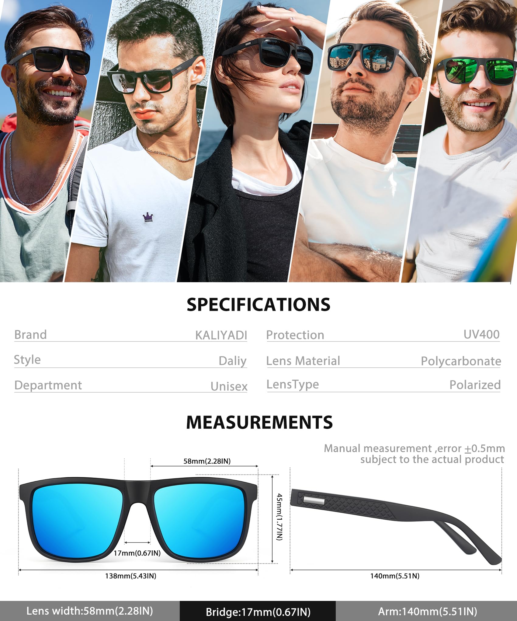 KALIYADI Sunglasses-Men Polarized-Sunglasses Mens Sun glasses: Sun Glasses Polarized UV Protection Unisex Driving Fishing Golf