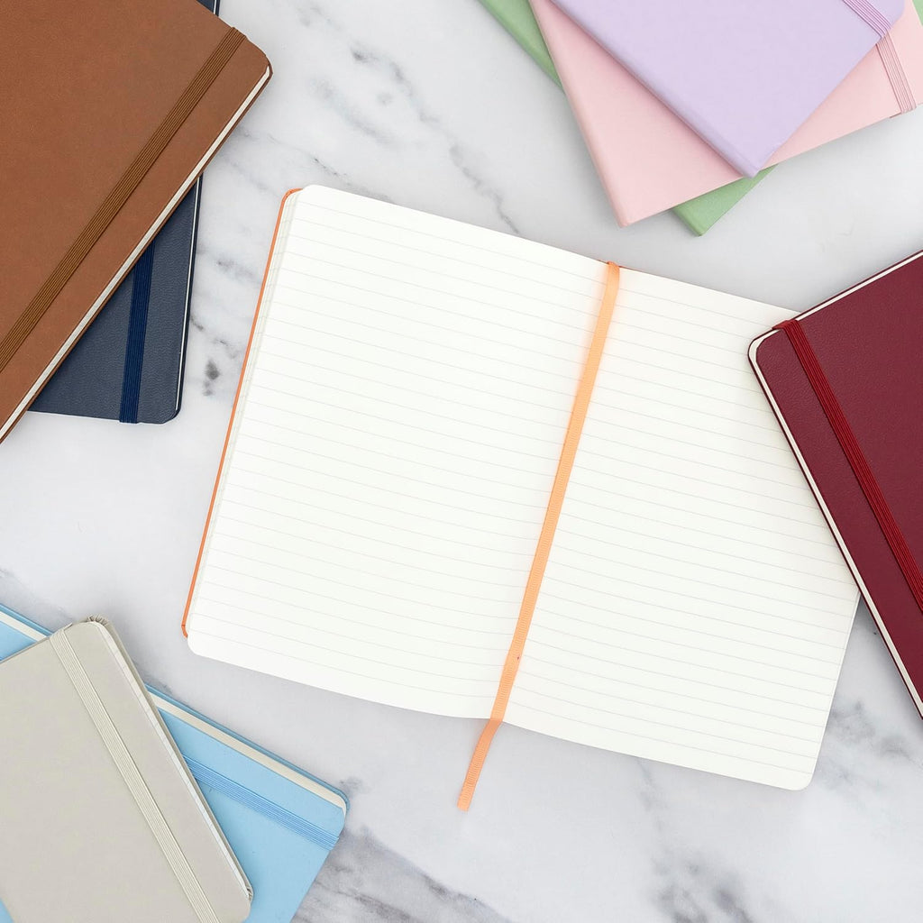Paperage Lined Journal Notebook - Medium Black Hardcover, 160 Pages, 100 GSM Thick Paper for Work & School