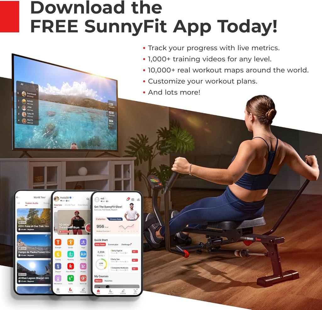 Sunny Health & Fitness Smart Treadmill - Heavy-Duty Auto Incline with 20" Running Deck & Free App Access