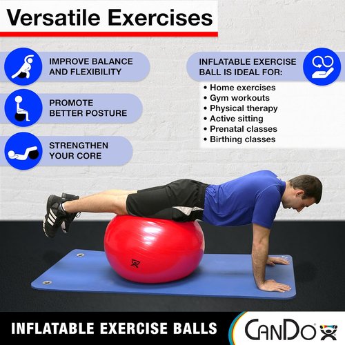 Cando 30-1800 Blue Non-Slip PVC Vinyl Exercise Ball - 12" Diameter, 300 lbs Capacity