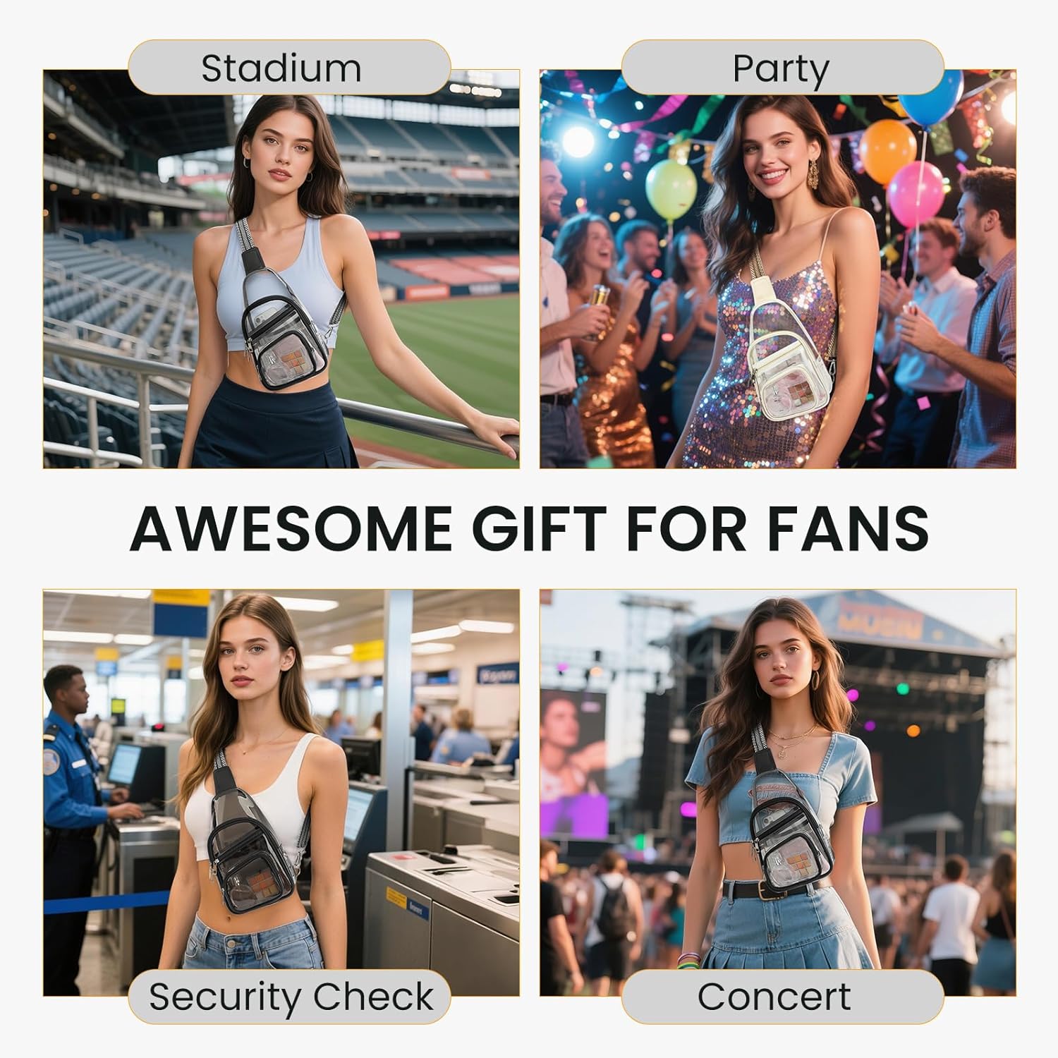Sisipoet Clear Stadium Bag - Versatile Crossbody Concert Fanny Pack for Men & Women | Transparent Design