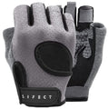 LIFECT Breathable Workout Gloves, Knuckle Weight Lifting Fingerless Gym Exercise Gloves with Curved Open Back, for Powerlifting, Crossfit, Women and Men (Grey, Medium)