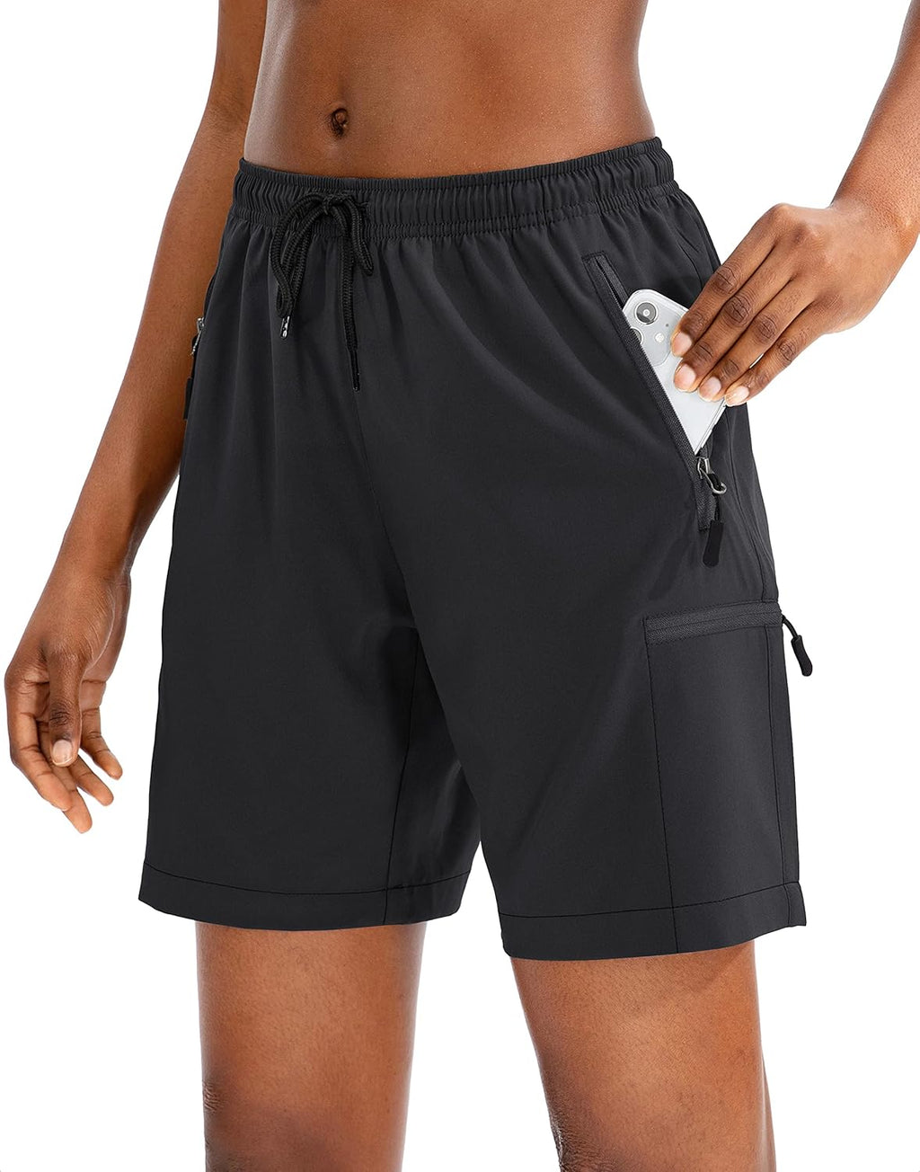 SANTINY Women's Quick-Dry Hiking Cargo Shorts - Lightweight Summer Athletic Shorts with Zipper Pockets | 5''/7''/9'' Sizes