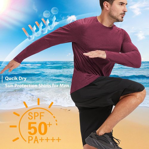 MLYENX Long Sleeve Workout Shirts for Men - UPF 50+ UV Protection, Quick Dry, 7 Pack