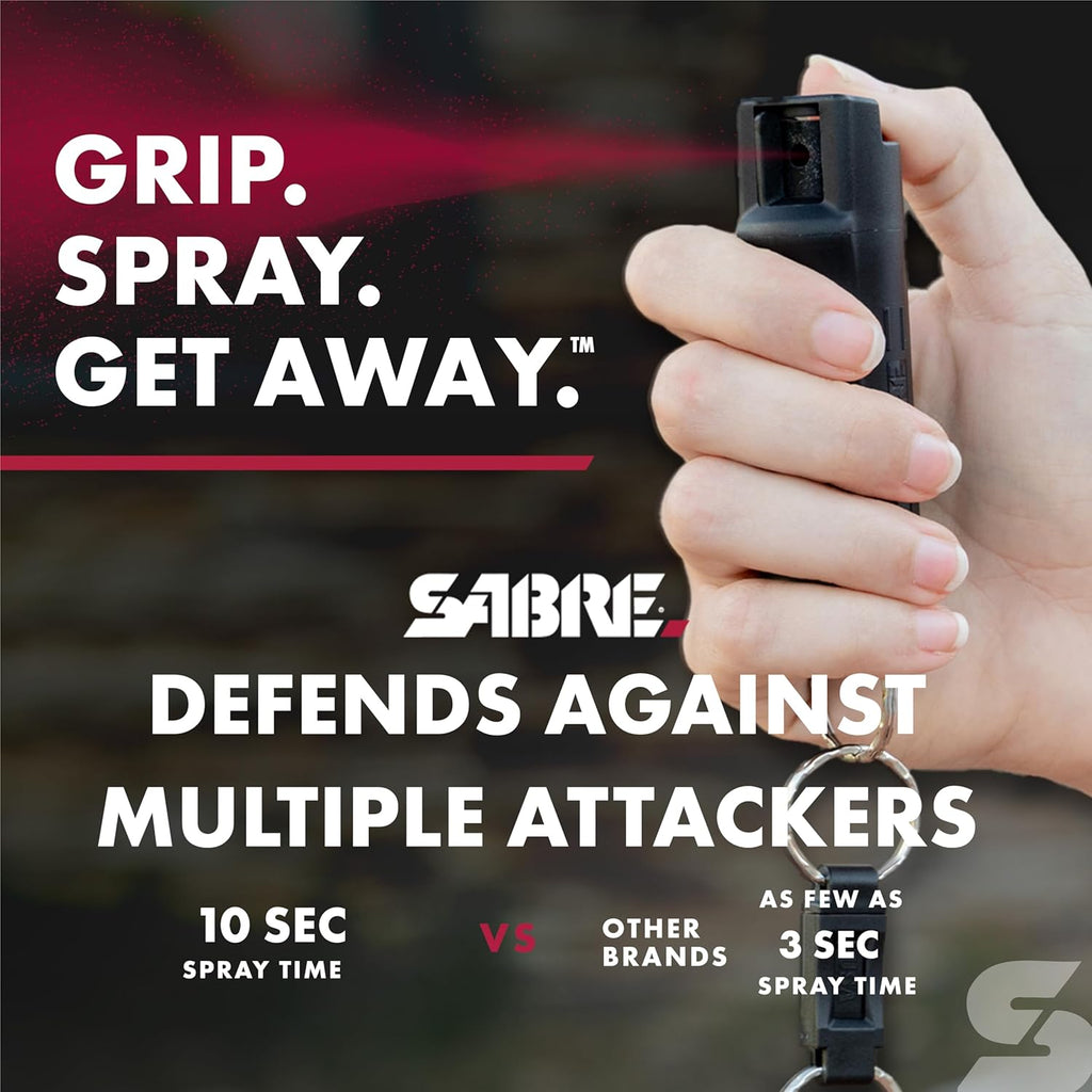 SABRE Runner Pepper Gel - Police Strength OC Spray with Adjustable Reflective Hand Strap | 0.67 fl oz, 13 Seconds Spray Time