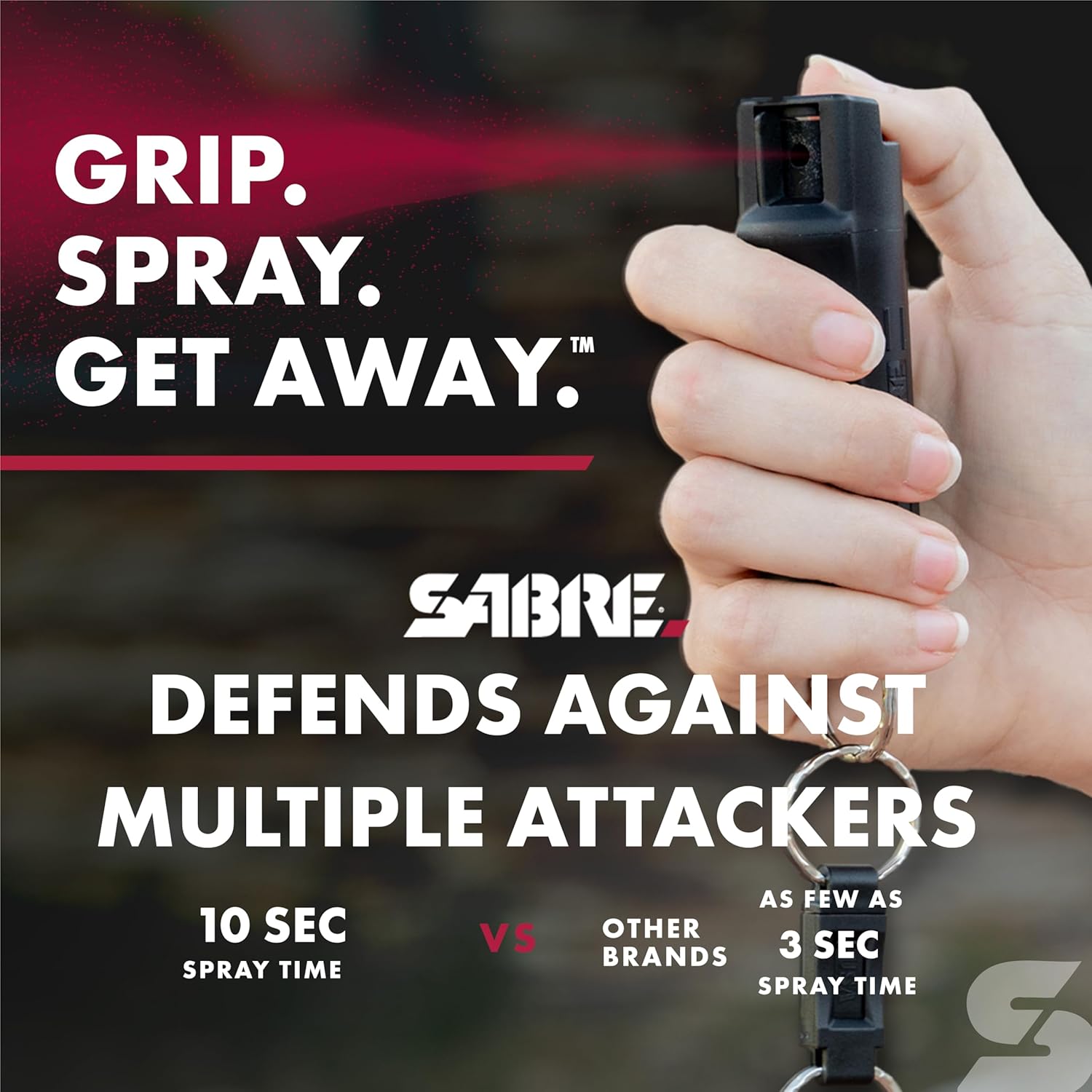 SABRE Runner Pepper Gel - Police Strength OC Spray with Adjustable Reflective Hand Strap | 0.67 fl oz, 13 Seconds Spray Time