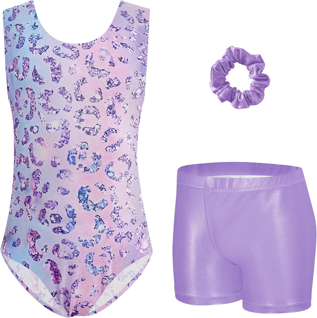 Zaclotre Gymnastics Leotards - Sparkly Sleeveless Dance Unitards with Shorts for Girls
