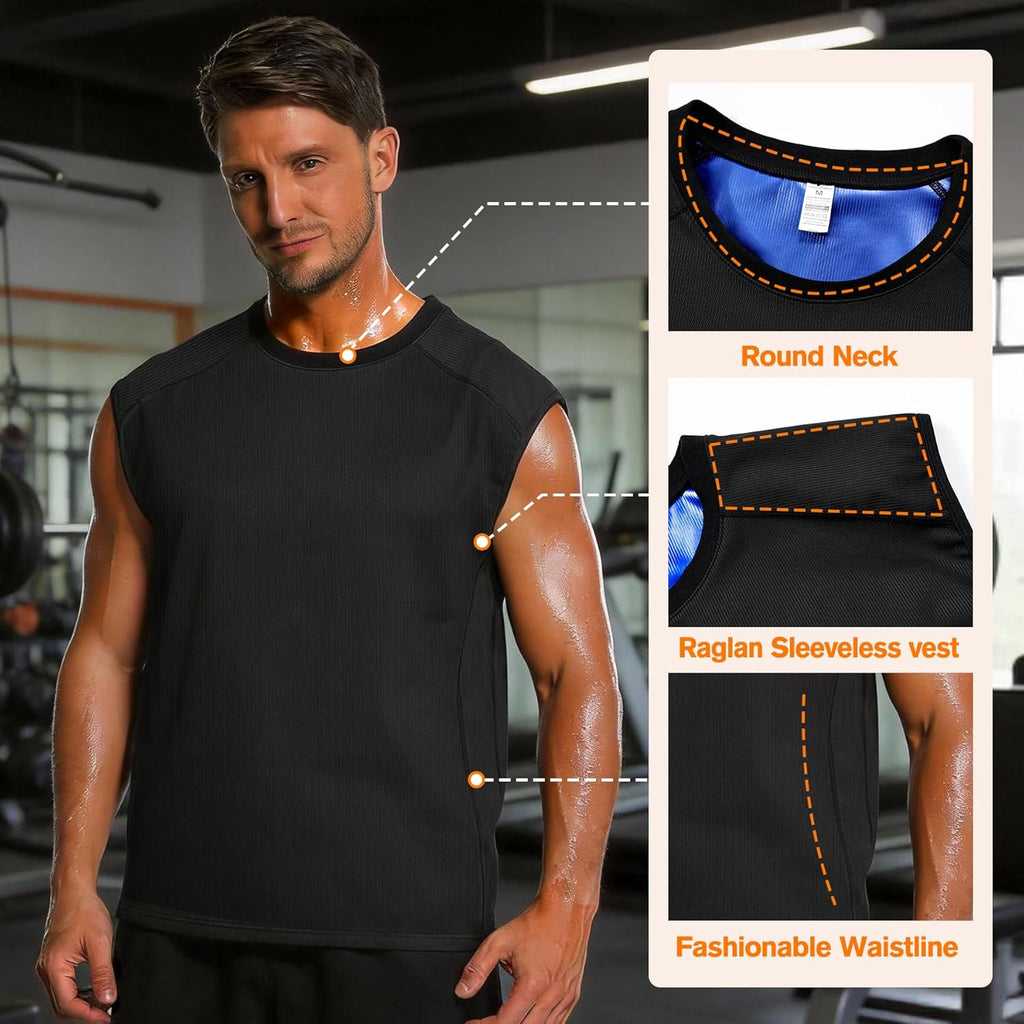 Skiennix Men's Sauna Shirt - Ribbed Compression Tank Top for Enhanced Workout Performance