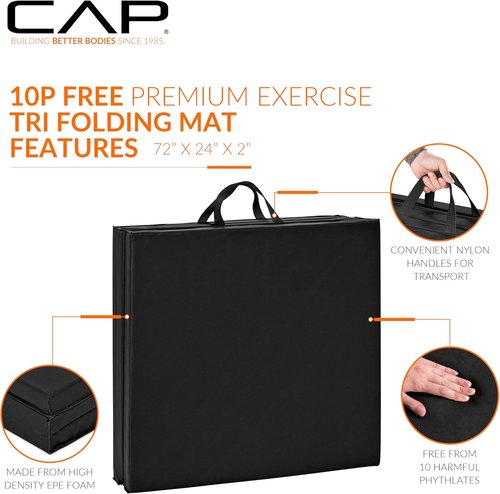 CAP Barbell Folding Anti-Tear Exercise Mat - Versatile Gym & Fitness Balance Mat | Multiple Colors Available
