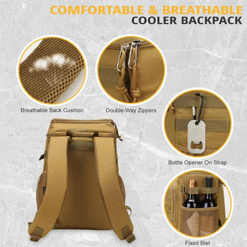 Skiennix Tactical Backpack Cooler - 25L Insulated Leak-Proof Design | Waterproof Ice Chest for Camping & Hiking