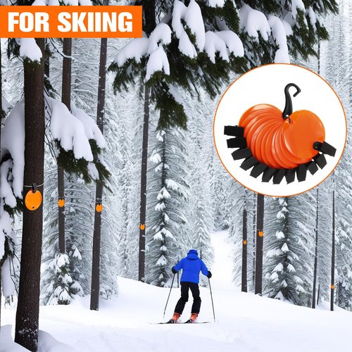 Konohan 48 Pcs 24 or 48 Pcs Trail Markers with Clips Round Reflective Tacks for Hunting Reflective Tree Tacks Trail Marking Ribbon with Clips Orange High Visibility Tree Markers for Outdoor Hiking