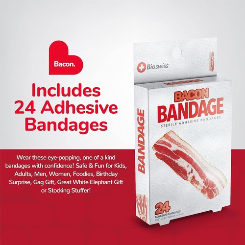 BioSwiss Bacon Shaped Bandages - Latex Free Self-Adhesive Wound Care | 24 Count Sterile Set