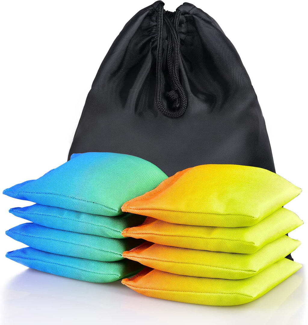 Skiennix Cornhole Bags - Weather Resistant Bean Bags with Gradient Design | Durable Set of 8 for Outdoor Games