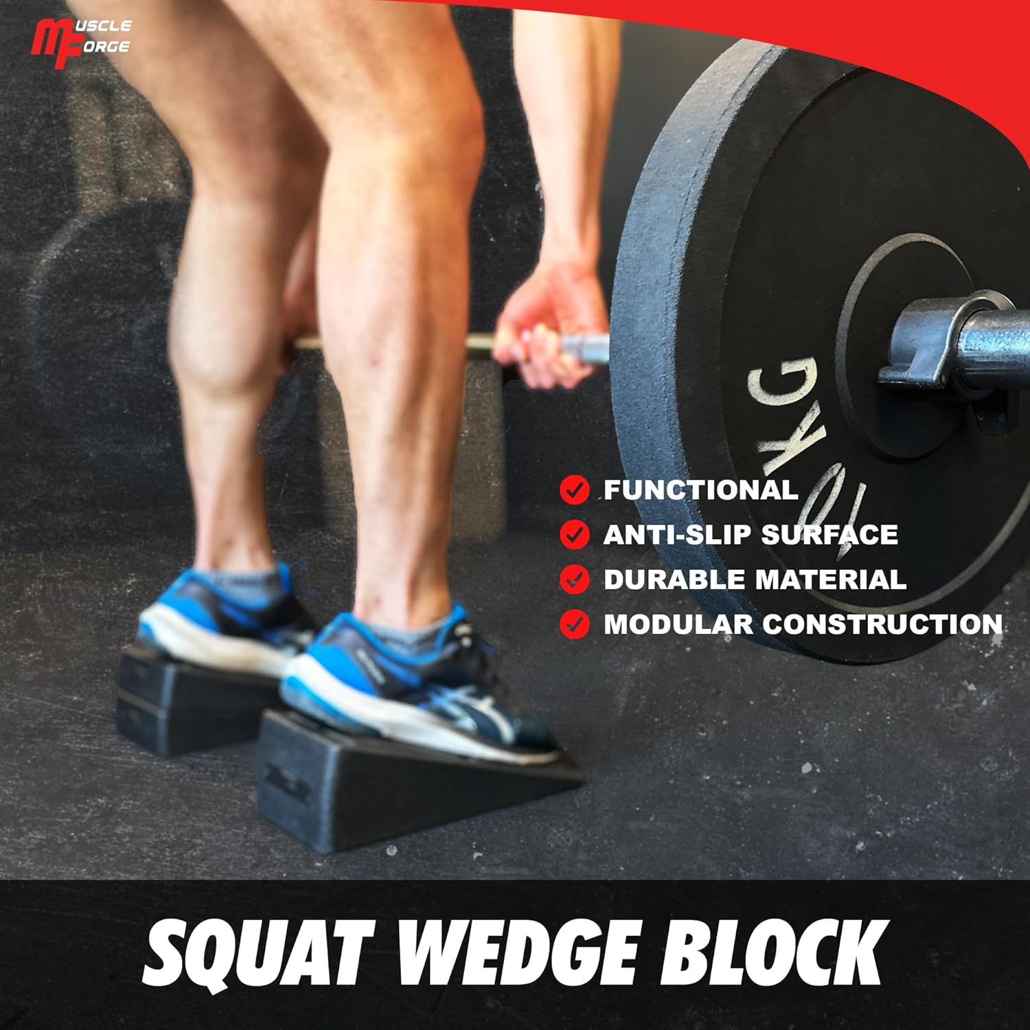 Squat Wedge Block - Heel Elevated Squat Platform for Deep Squats & Ankle Mobility | 4-Angle Adjustable Slant Board, 440 lbs Capacity