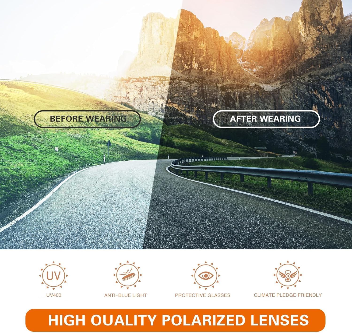 Suoso Polarized Sports Sunglasses for Men & Women - UV400 Protection Wrap-Around Goggles for Fishing & Driving