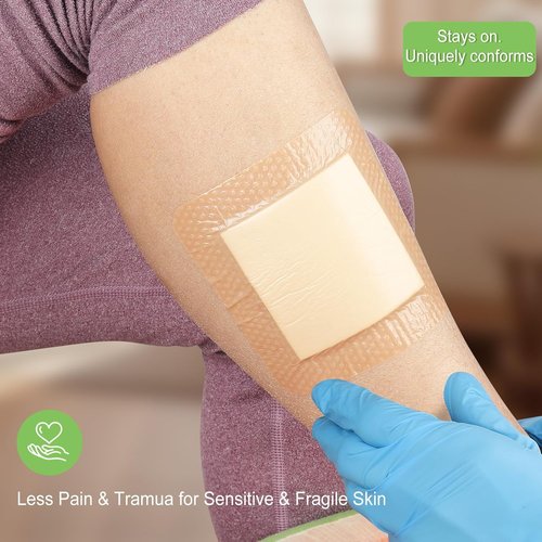 NeuHeils Silicone Wound Dressing - Super Absorbent Self-Adhesive Bandage | 5''x5'' 10 Packs, Waterproof