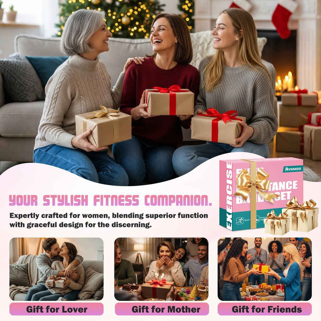 Skiennix Resistance Bands - 5 Level Workout Set with Handles for Women | Ideal for Yoga & Pilates