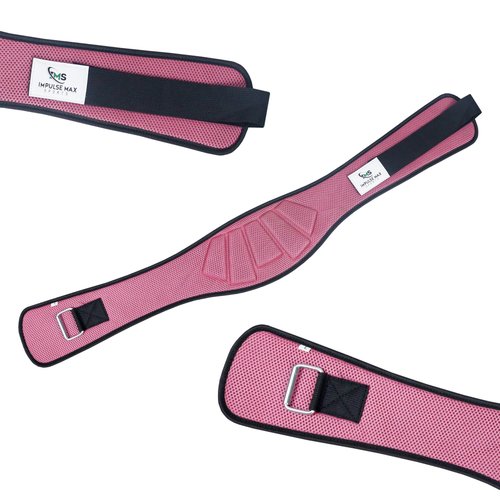 Impulse Max Sport Adjustable Weight Lifting Belt | Enhance Stability & Support for Powerlifting, Bodybuilding, and Fitness Workouts (Pink, Large)