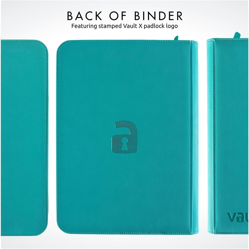 Vault X 9 Pocket Trading Card Zip Binder - Premium Exo-Tec Material, Holds 360 Cards, Teal Color