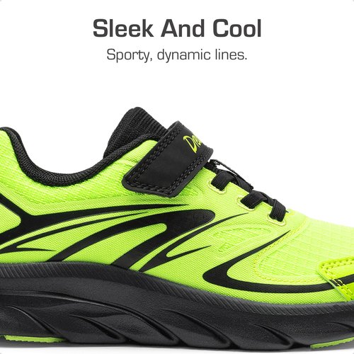 DREAM PAIRS Boys Girls Shoes Kids Tennis Athletic Running Gym School Sneakers for Little Big Kid,Size 4 Big Kid,Neon Green/Black,KKUMRS2523