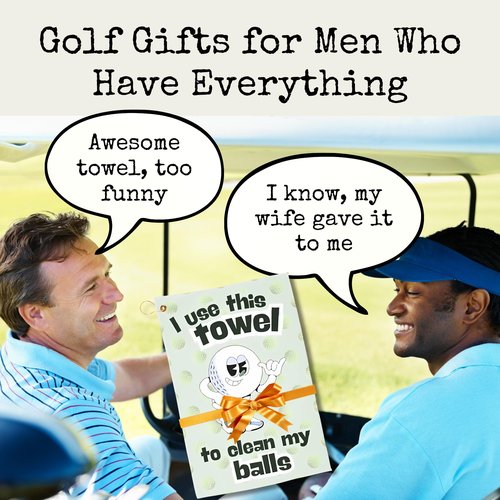 Funny Golf Towels- Golf Themed Gag Gifts for Men Who Have Everything, Golf Towels for Golf Bags with Clip for Men, Funny, Unique Accessories (Clean)