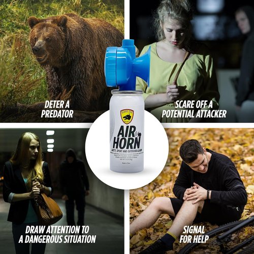 Guard Dog Security Air Horn - Loud Mini Handheld Safety Horn | Self-Defense, 1.4 oz Can, Audible Over 1 Mile