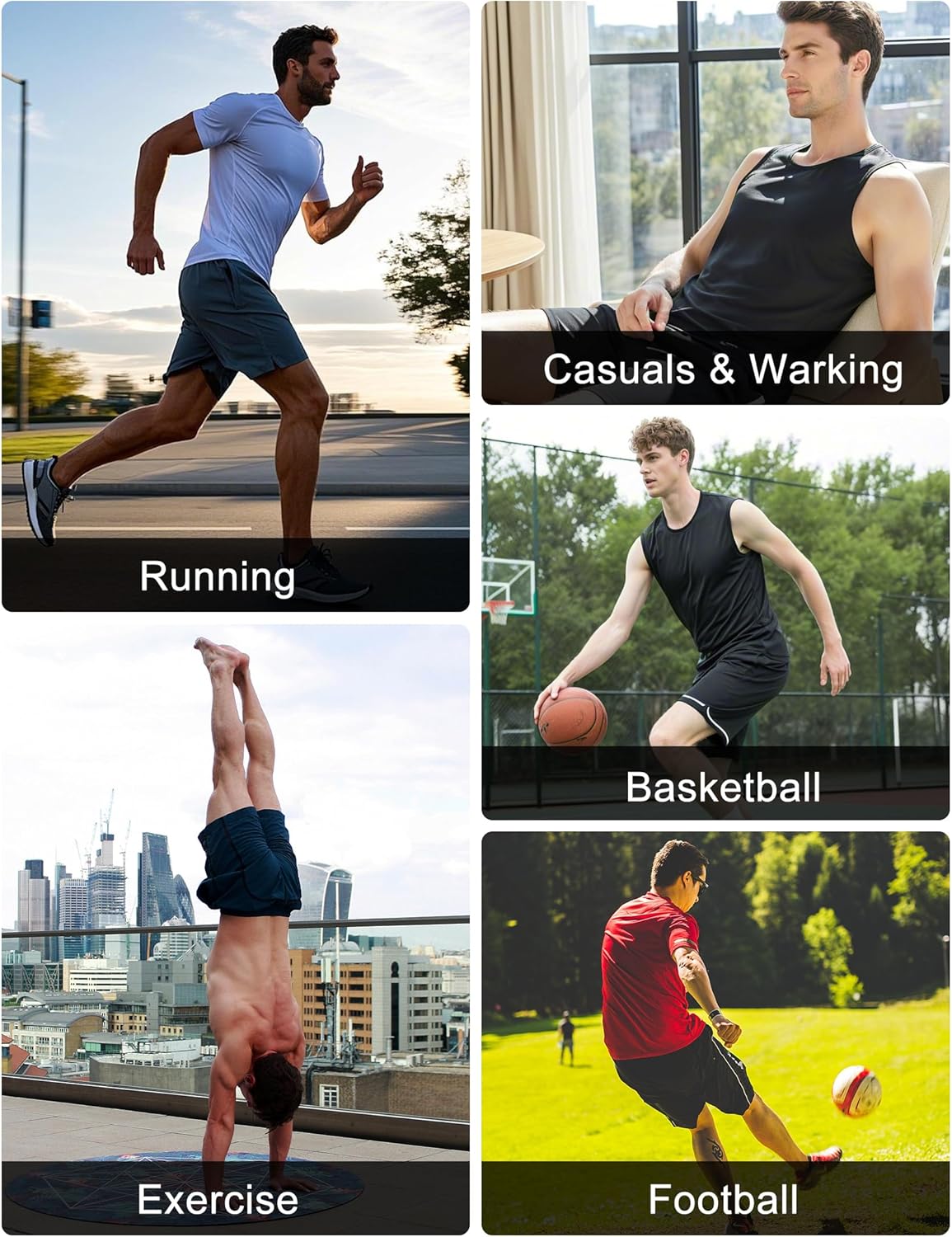 OYGSieg Men's Mesh Athletic Basketball Shorts - Quick Dry Gym Shorts with Pockets | 6 Pack Set