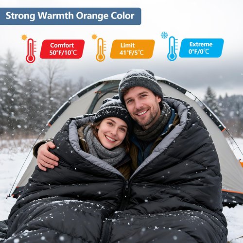 SunHalo Gear 2 Person Sleeping Bag for Adults,Double Sleeping Bags King Size, Backpacking Sleeping Bag with Plush Lining/Extra Large/4 Seasons/Portable/Waterproof/Hiking/Camping/Backpacking