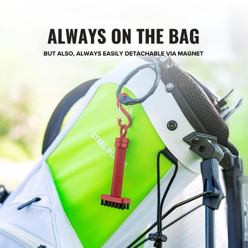 Stripebird - Magnetic Golf Club Brush Groove Cleaner (Red) - Detachable - Premium Nylon Bristles - Golf Bag Accessories - Cleaner Brush - Golf Accessories - Golf Ball Cleaner Tool