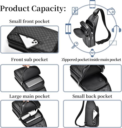 FSD Sling Backpack for Men - Water-Resistant Crossbody Travel Bag | Ideal for Hiking & Outdoor Use